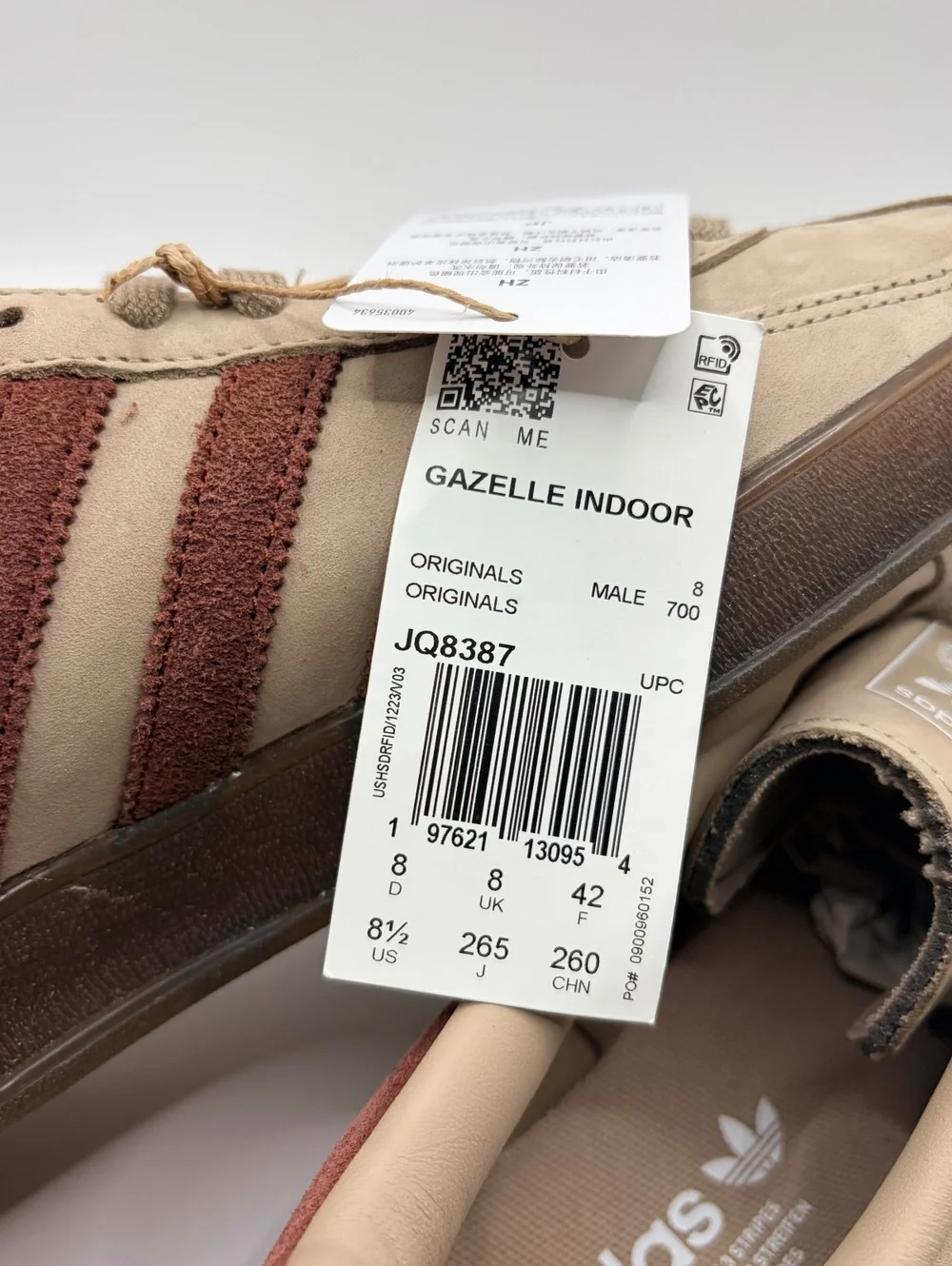 Adidas Gazelle Sneakers Beige and Brown Suede Size 8.5